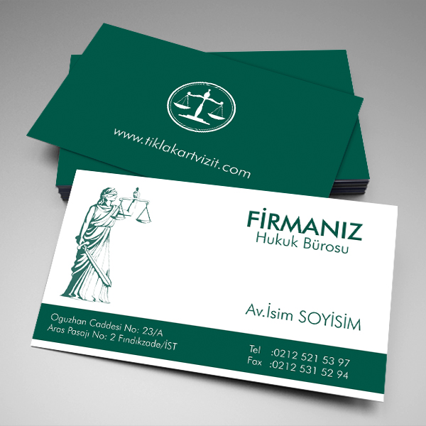 Avukat Kartvizit Yeşil Zeminli Logolu