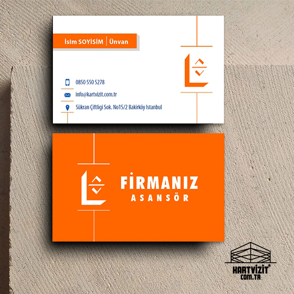 Turuncu Zeminli Kurumsal Asansör Kartviziti