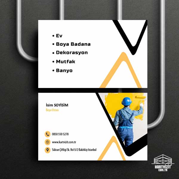 Renkli Tasarımlı Profesyonel Boya ve Badana Ustası Kartvizit