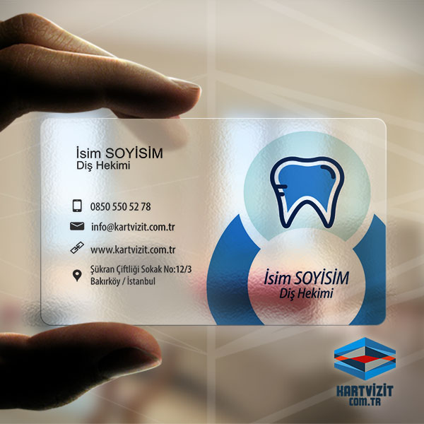 Şeffaf Kartvizit Diş Hekimi Logo Baskılı