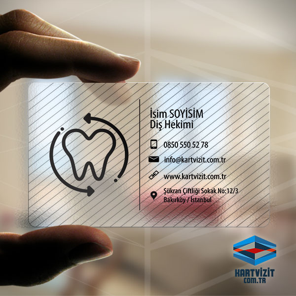 Şeffaf Kartvizit Diş Hekimi Minimal