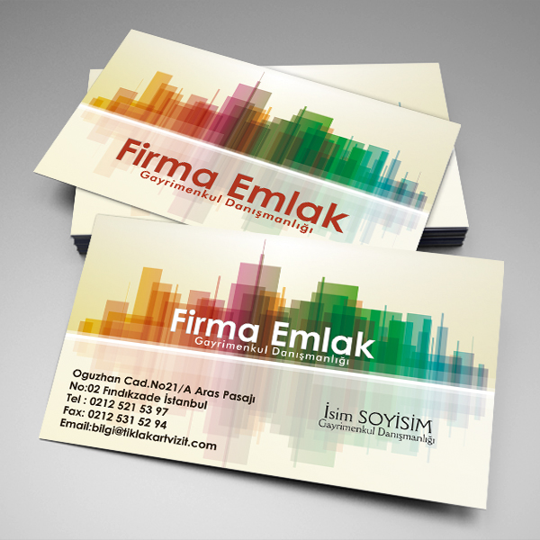 Emlak Kartvizit Şehir desen Renkli