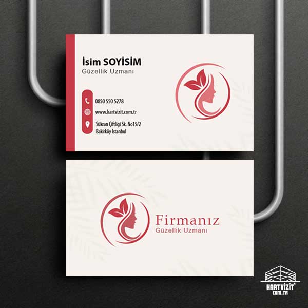 Bordo Kırmızı Güzellik Merkezi Kartvizit