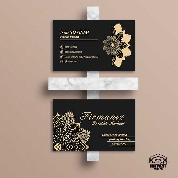 Altın Detaylı Şık Güzellik Salonu Kartvizit