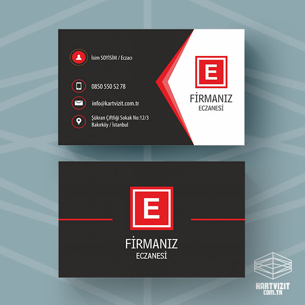 Kartvizit Eczane Logo Siyah Kırmızı