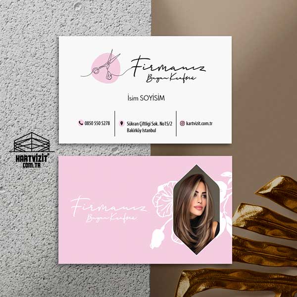 Beyaz Bayan Kuaför Kartvizit Örnekleri
