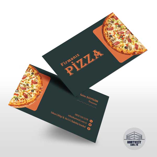 İtalyan Pizzacı Kartviziti Yeşil Turuncu Tasarım