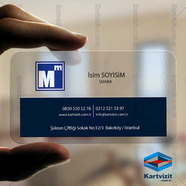 Lacivert Temalı Şeffaf kartvizit Muhasebe