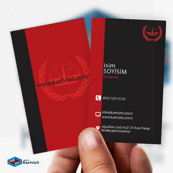Avukat Kartvizit Dik Siyah Kırmızı