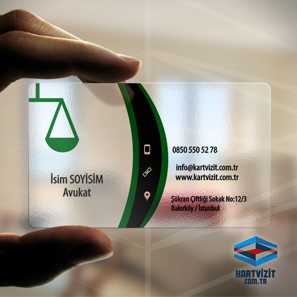 Şeffaf Avukat Kartvizit Modern Yeşil