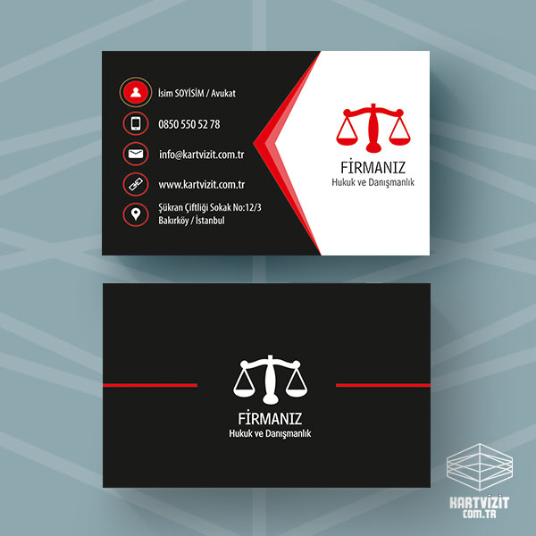 avukat krimizi kartvizi tasarimi