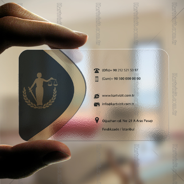 Avukat Şeffaf Kartvizit Altın Renkli