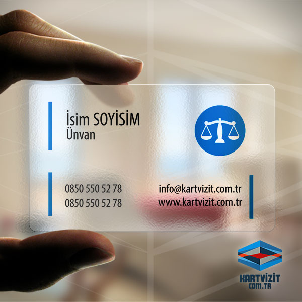 Şeffaf Avukat Kartvizit Mavi Çizgiler
