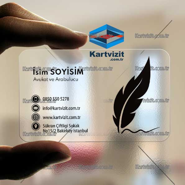 avukat Kartvizit Şeffaf Siyah Tüy