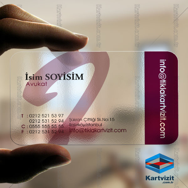 Avukat Şeffaf Kartvizit Mor Desenli
