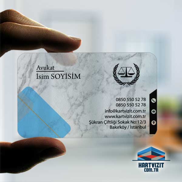 Şeffaf Avukat Kartvizit Sade Lüks 