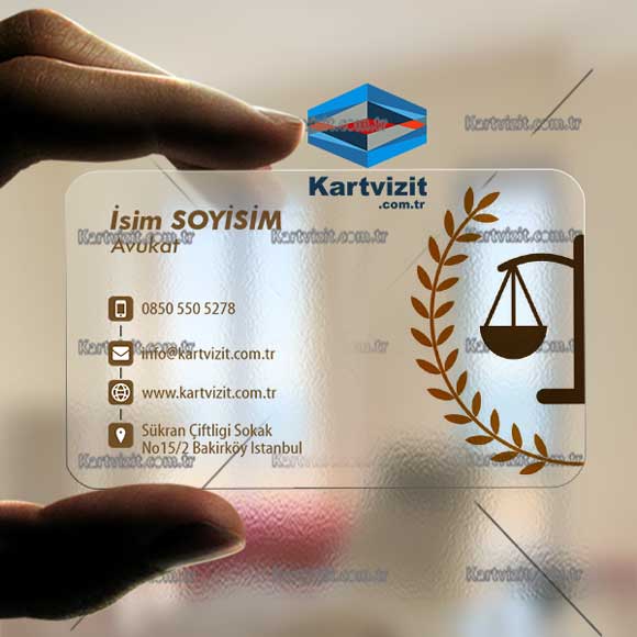 avukat Şeffaf kartvizit sade Premium