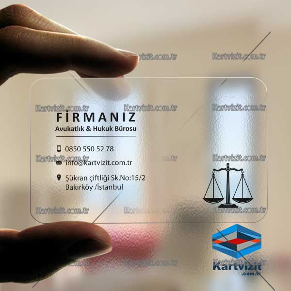 Avukat Şeffaf kartvizit Güçlü kurumsal