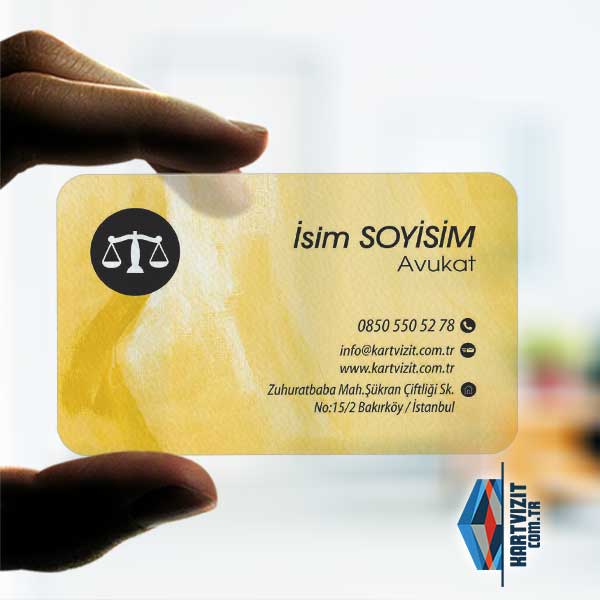 Şeffaf Avukat Kartvizit Sarı Siyah 