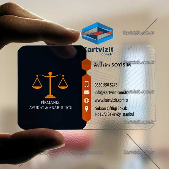Şeffaf Avukat Kartvizit Siyah Turuncu