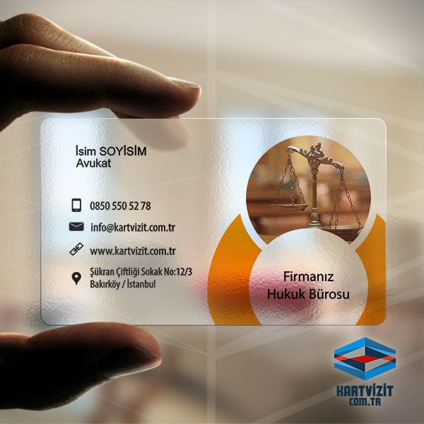 Şeffaf Avukat Kartvizit Sarı Halka 