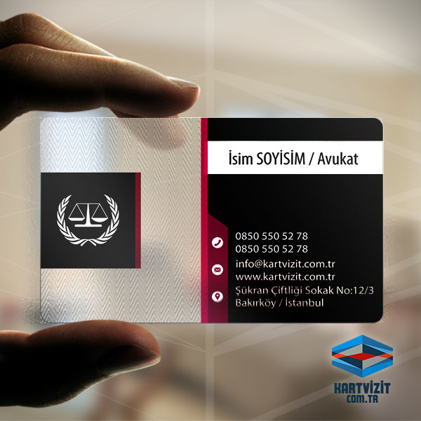 Şeffaf Avukat Kartvizit Siyah Fuşya