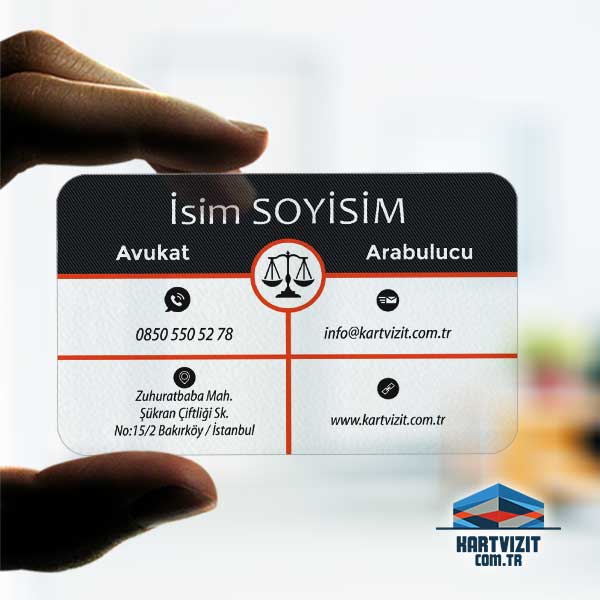 Avukat Şeffaf Kartvizit Siyah Kırmızı