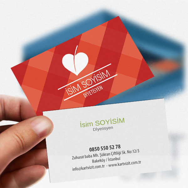 Sağlıklı Yaşam ve Diyet Danışmanlığı İçin Renkli Kartvizit