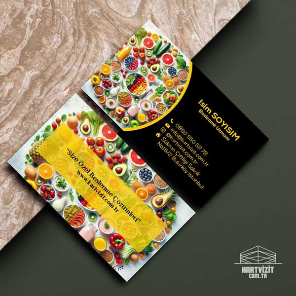 Renkli Sebze Resimli Diyetisyen Kartvizit