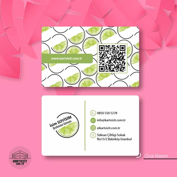 Lüks Yeşil Detaylı Diyetisyen Kartvizit