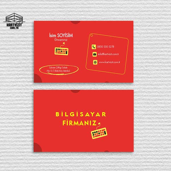 Kırmızı Çizim Laptop Kartviziti