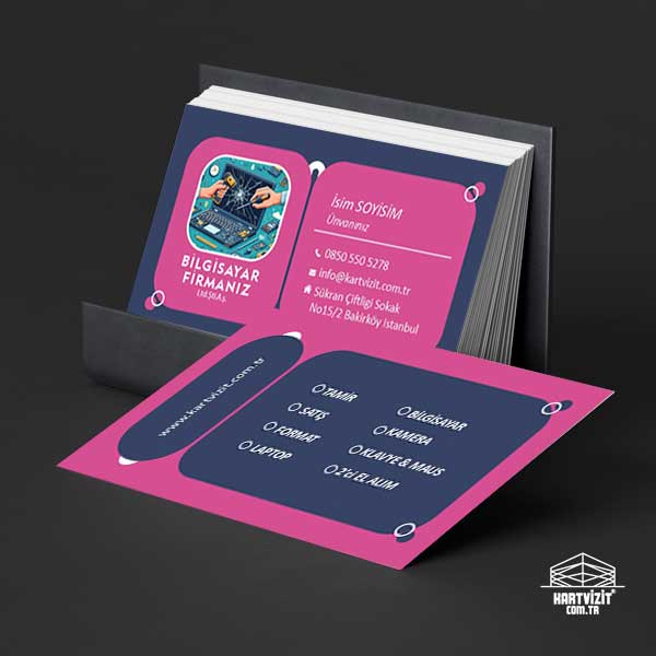 Mavi Neon Mor Laptop Kartvizit