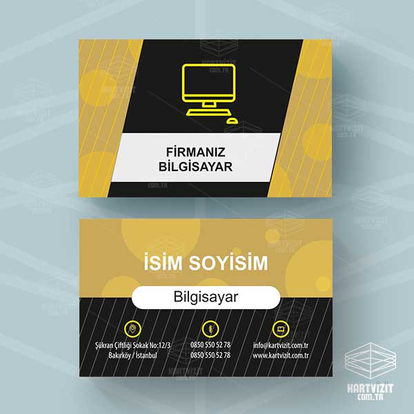 Siyah Sarı Bilgisayar Yazılım Kartvizit