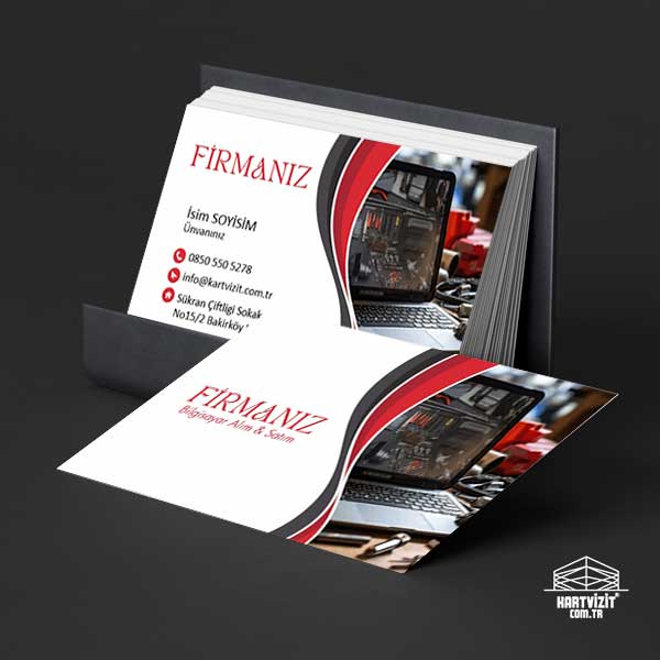 Siyah Kırmızı Laptop Kartvizit