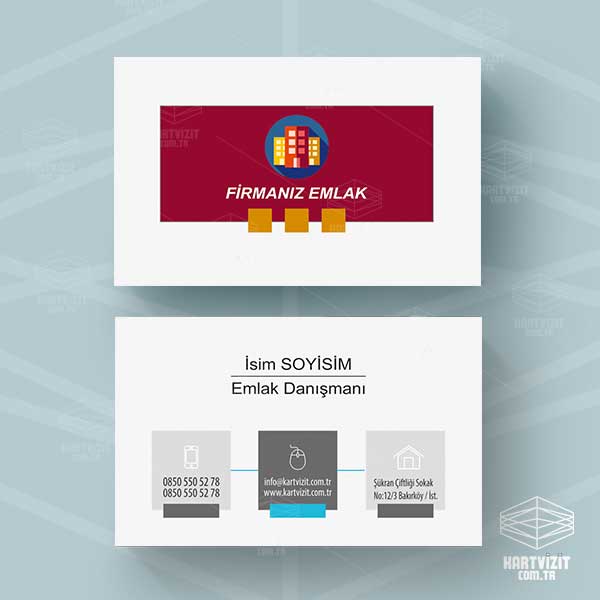 Bordo Kutu Emlak Kartvizit