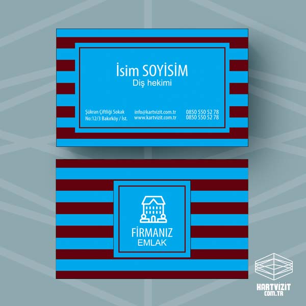 Bordo Mavi Emlak Kartvizit