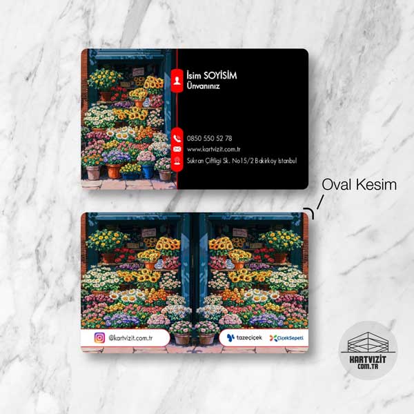 Doğanın Tüm Renklerini Taşıyan Canlı Çiçekçi Kartvizit Modeli