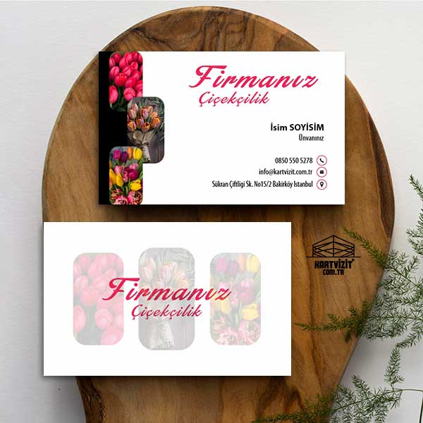 Siyah ve Kırmızı Lüks Çiçekçi Kartviziti (Model KV8005)