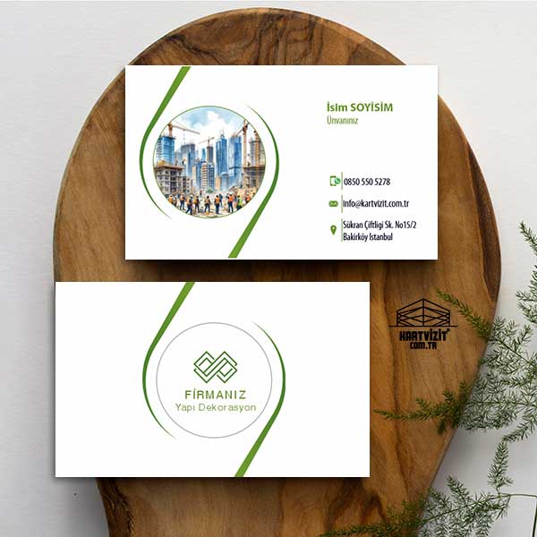 Yeşil Renkli Yapı Dekorasyon Kartvizit