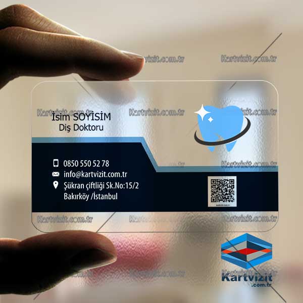 Şeffaf Kartvizit Diş Hekimi Cizgi