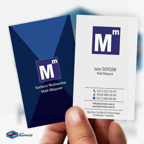 Kartvizit Muhesebe Dikey Lacivert SMMM