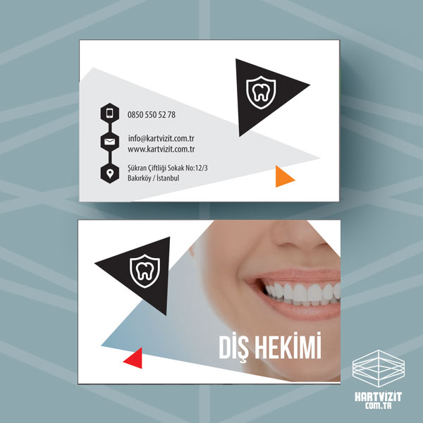 Diş Hekimi Desenli Resimli Kartvizit