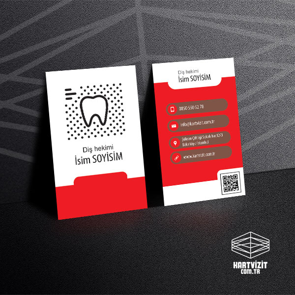 dis hekimi kirmizi beyaz kartvizit
