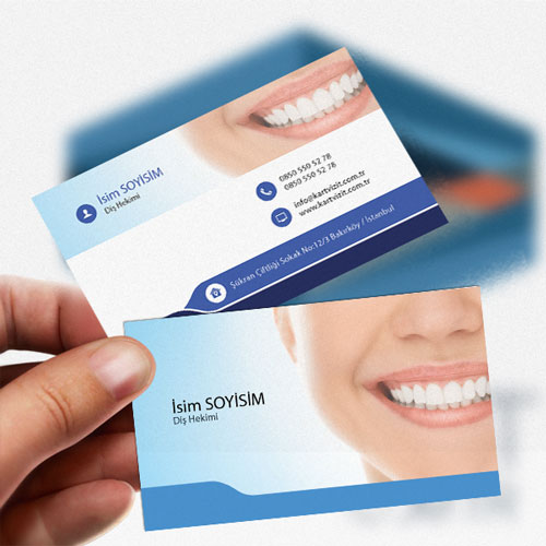 Diş Hekimi Mavi Resimli Kartvizit