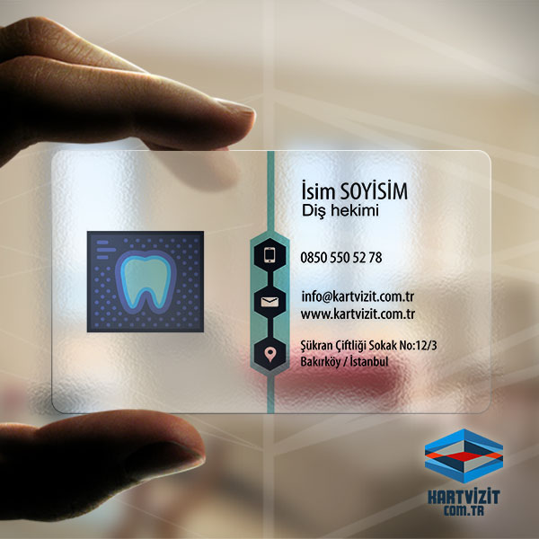 Şeffaf Kartvizit Diş Hekimi Dizayn Ortodonti