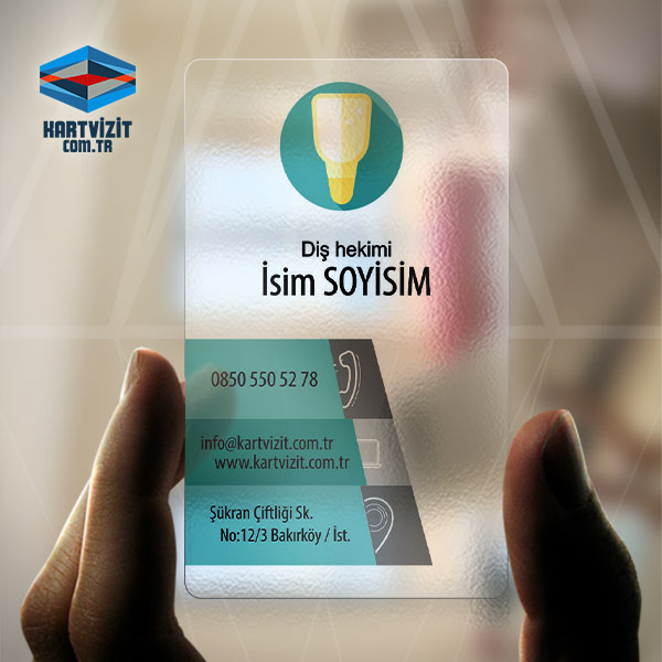 Şeffaf Kartvizit Diş Hekimi Yeşil Dr