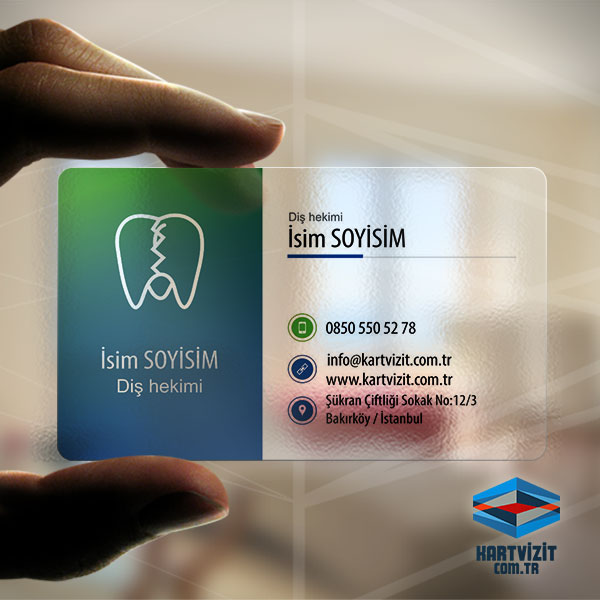 Şeffaf Kartvizit Diş Tasarımı Baskı
