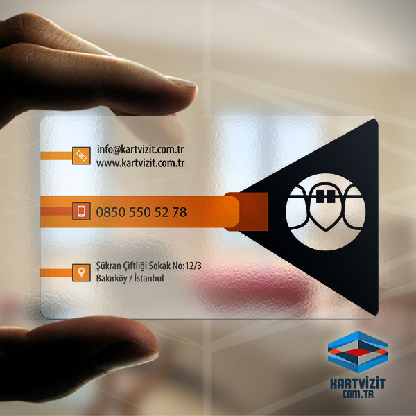 Şeffaf Kartvizit Kırmızı Siyah QR