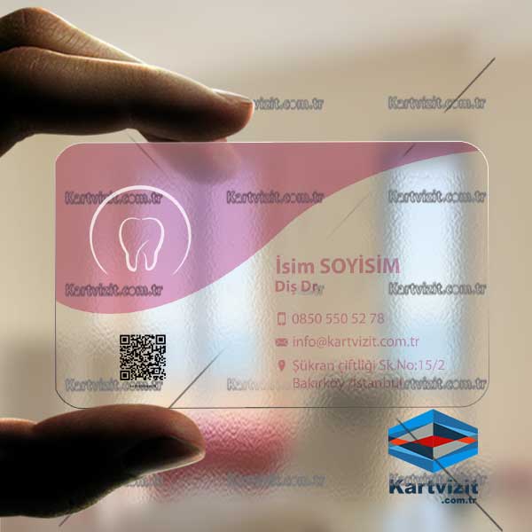 Şeffaf Kartvizit Diş Hekimi Pembe