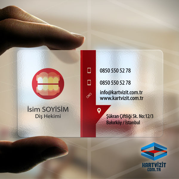 Şeffaf Kartvizit Diş Hekimi Turuncu Çizgiler